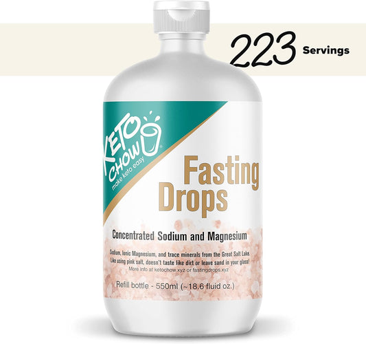 Keto Chow Fasting Drops | Sodium And Ionic Magnesium Fasting Supplement | Intermittent Fasting Mineral Supplements | Electrolyte Replenisher | (550Ml/18.6 Bottle)