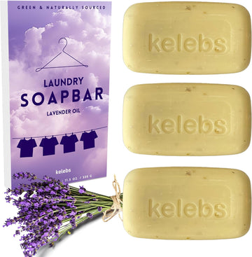 Organic Laundry Soap Bar with Lavender for Sensitive Skin - Delicate Stain Remover Clothes, Underwear, Collar - 3 PCS