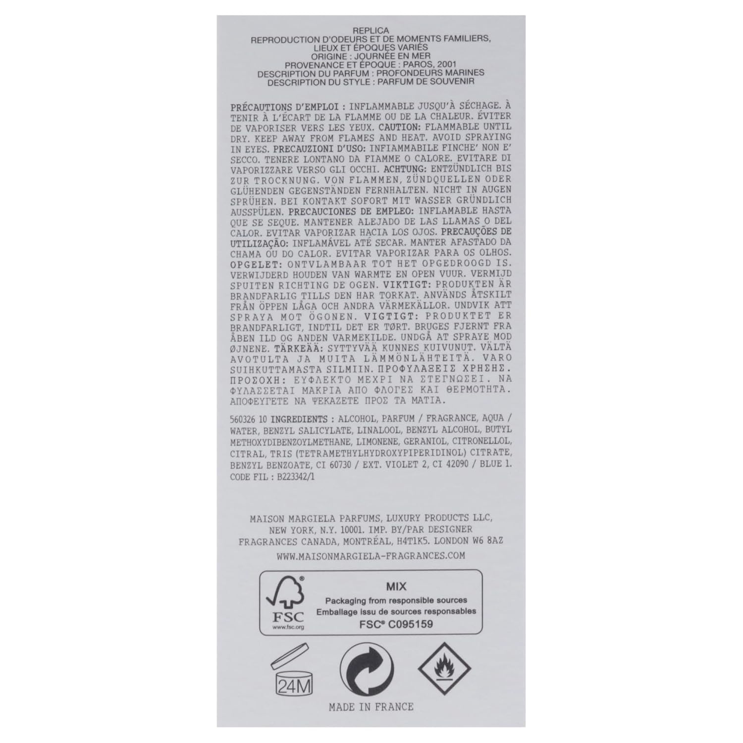 Maison Margiela Replica Sailing Day For Unisex - 3.4 Oz Edt Spray : Beauty & Personal Care