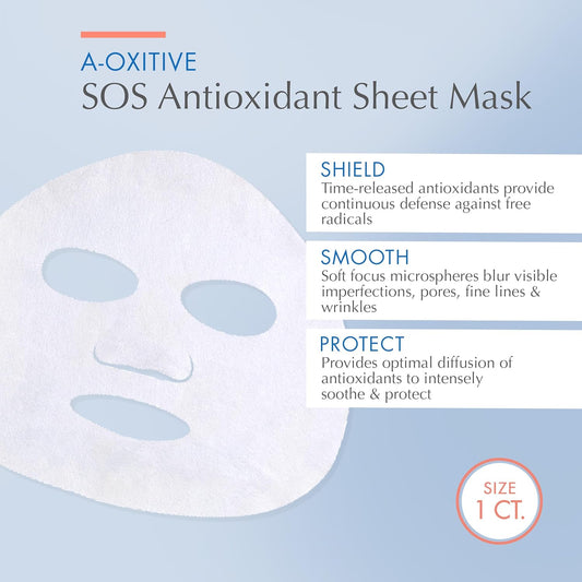 Avène A-Oxitive Sos Antioxidant Sheet Mask, Vitamin C & E, Hyaluronic Acid, Free Radical Protection
