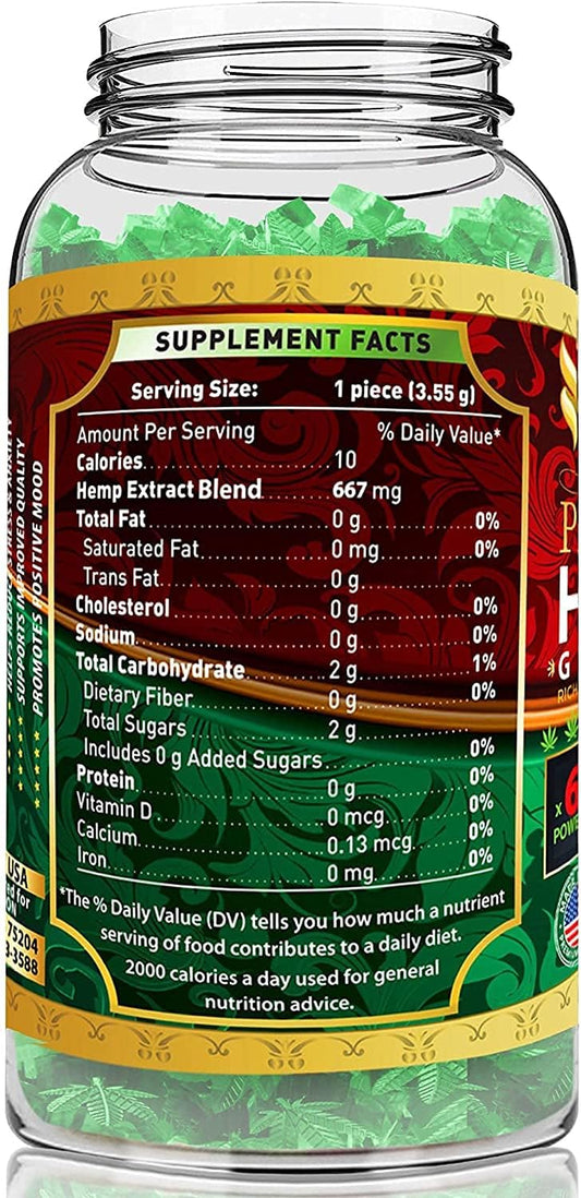 Hemp Gummies for Sleep x60 Ultra Potency - Natural Hemp Candy Supplements for Stress & Inflammation, Rich in Vitamins B, E & Omega 3-6-9, Made in USA