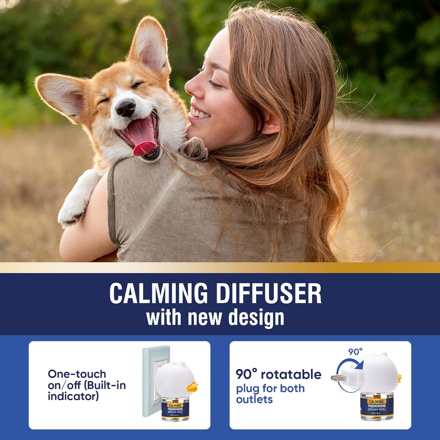 Dog Pheromones Calming Diffuser 3 in 1 Pheromone Appeasing Pet Diffuser to Calm Kit (Plug in+ 2 Pack 48ml Refill) for Anxiety Relief Reduce Aggression Fighting Barking Stress 60 Day Supply(Tasteless) : Pet Supplies