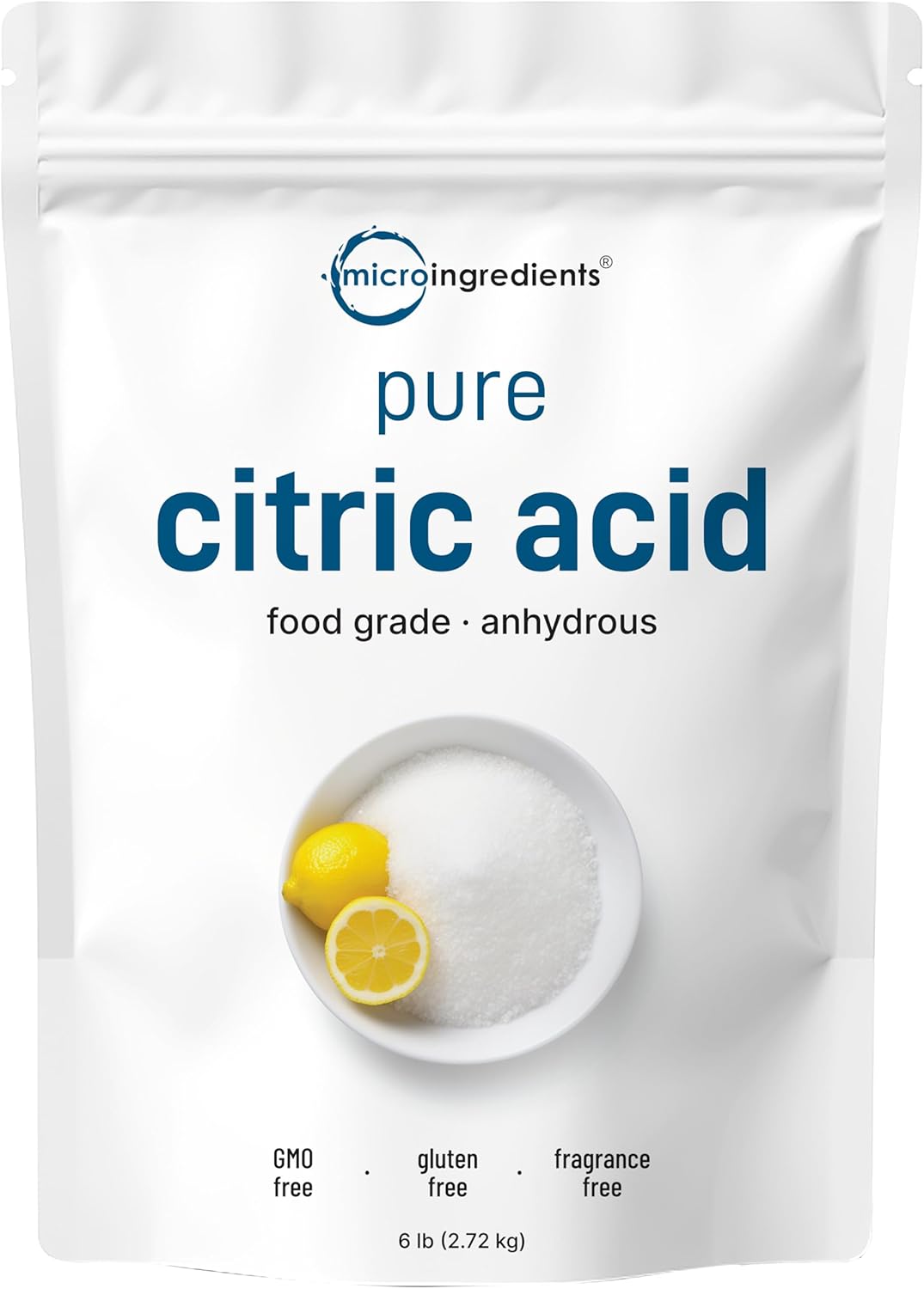 Citric Acid 6 Pounds, Food Grade, Fine Granular Powder | 100% Pure, Concentrated Anhydrous Form | Natural Preservative + Great For Cooking, Cleaning, & Diy Bath Bombs | Non-Gmo