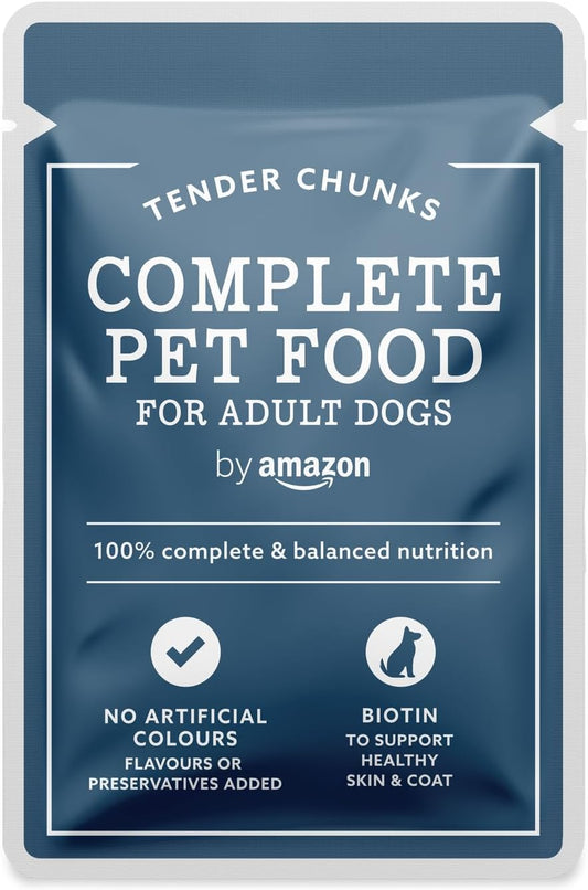 By Amazon Complete Food For Adult Dogs, Meat Selection In Jelly, 4.8 Kg (48 Packs Of 100G)Cz801055-02/ Cz843