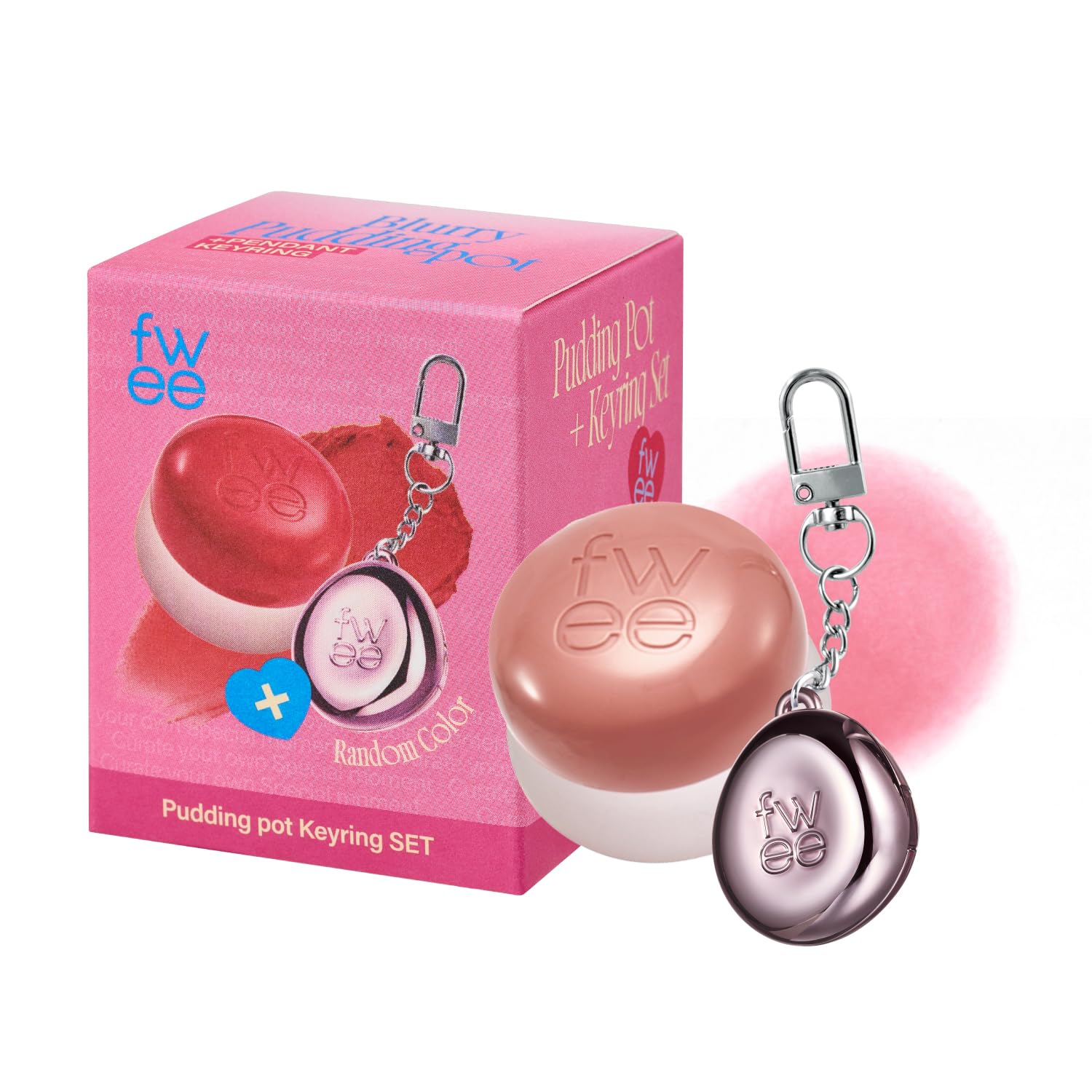 Lip&Cheek Blurry Pudding Pot + Pendant Keyring | Like | Random Colored Keyring | Makeup Blush, Buildable Lightweight, Multi-Use Soft Matte Finish | 5G