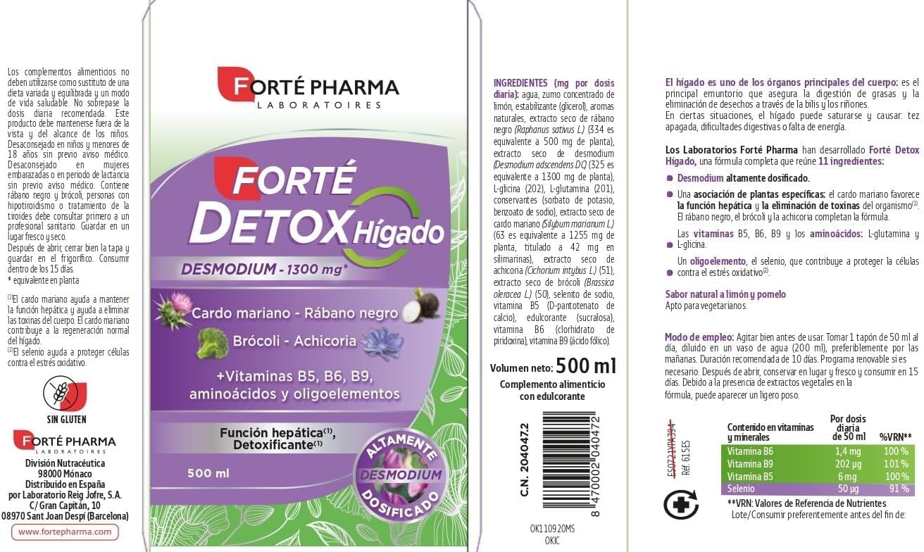 Fortã‰ Dã‰Tox Hígado 500 Ml