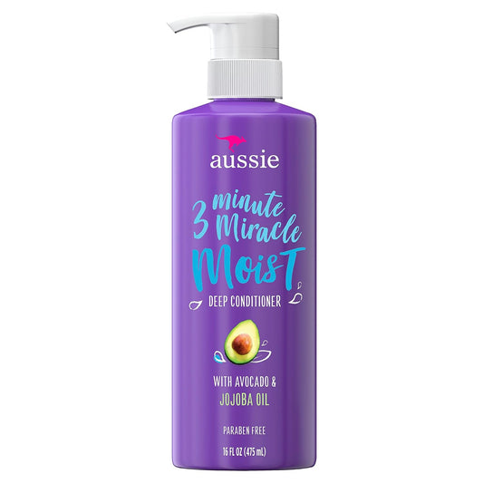 Aussie 3 Minute Miracle Moist Detangling Deep Conditioner Treatment With Avocado Oil, 16 Fl Oz, Paraben And Sulfate Free
