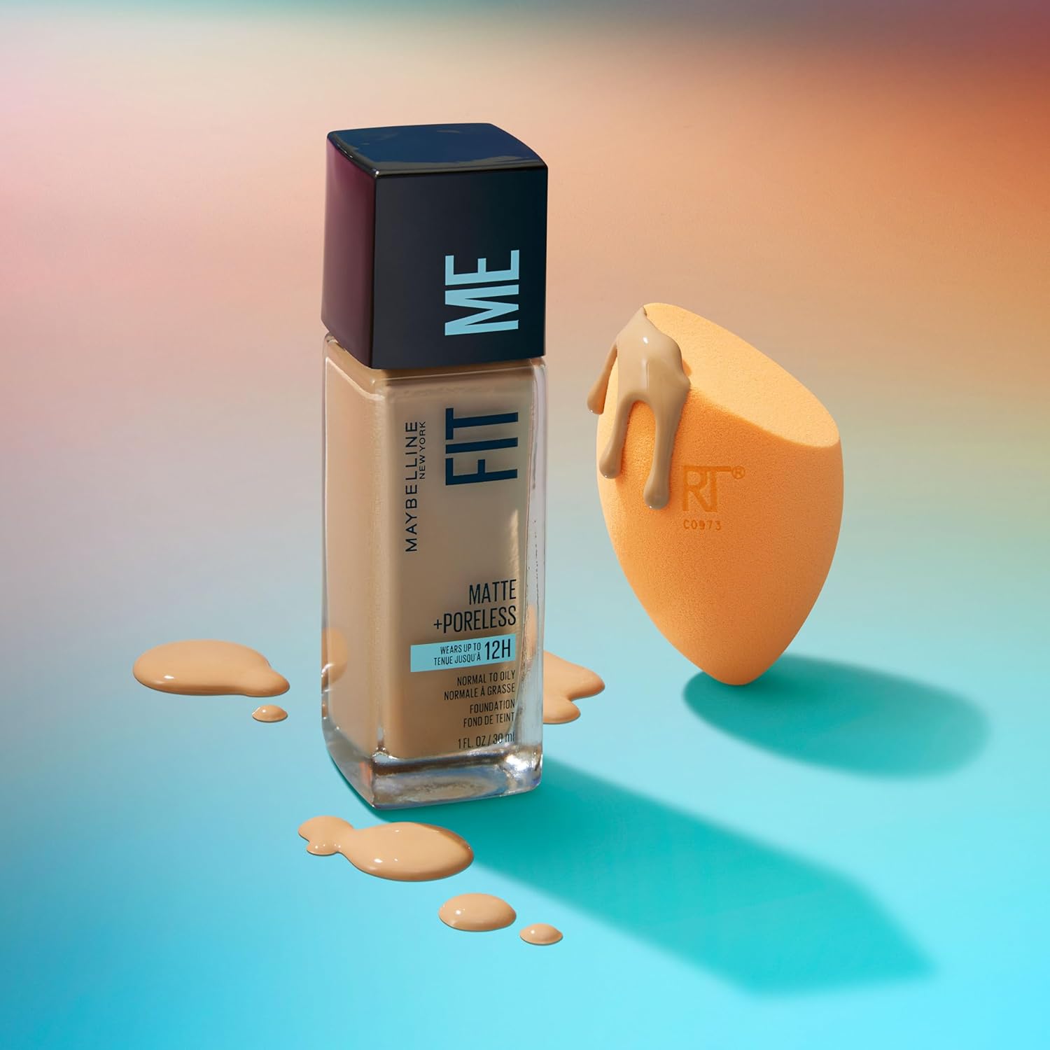 Maybelline Fit Me Matte + Poreless Liquid Foundation and Real Techniques Makeup Sponge Bundle, Includes 1 Foundation in Sun Beige and 2 Miracle Complexion Makeup Sponges : Beauty & Personal Care