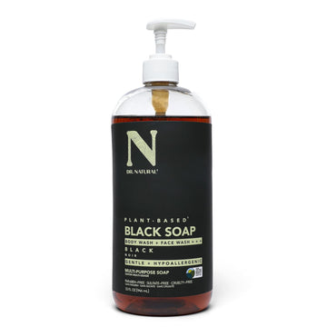 Dr. Natural Multi-Purpose Black Liquid Soap - Natural West African Body Wash - Gentle Hand Soap - Deep Moisturizer, Fights Acne - 32 Oz