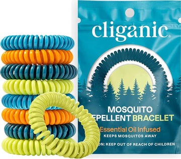 Cliganic 50 Pack Mosquito Repellent Bracelets, Deet-Free Bands, Individually Wrapped (Packaging May Vary)