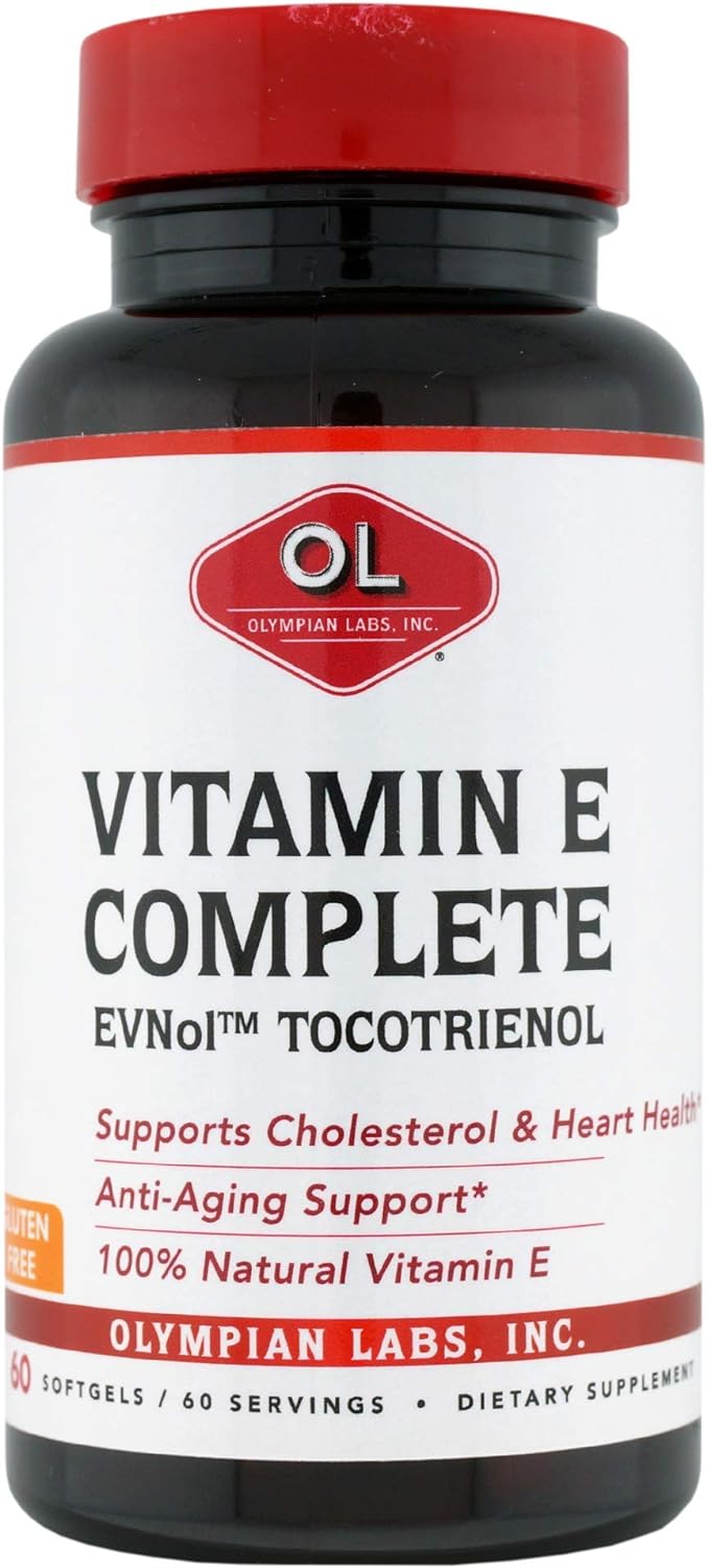 Olympian Labs Vitamin E Complete Tocomin, 200IU 60 Softgels, Fight Free Radicals, Supports Brain, Skin & Hair, 60 Servings