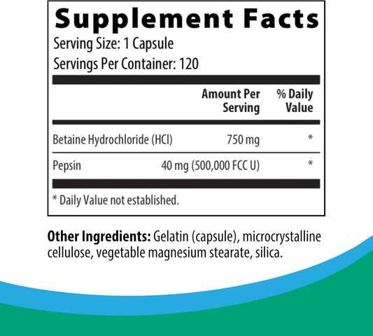 Rootcology By Dr. Izabella Wentz | Betaine With Pepsin | 750Mg Betaine Hcl With 50Mg Pepsin For Digestion Support | 120 Capsules