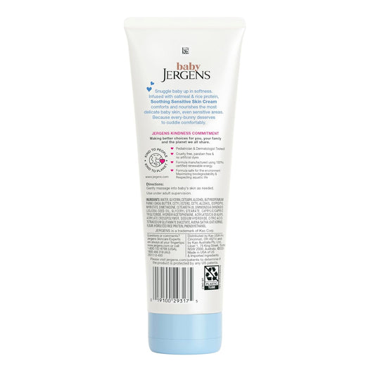 Jergens Baby Soothing Sensitive Skin Cream, Baby Cream For Infant Dry Skin, Pediatrician-Tested, Fragrance-Free, 8 Fl Oz