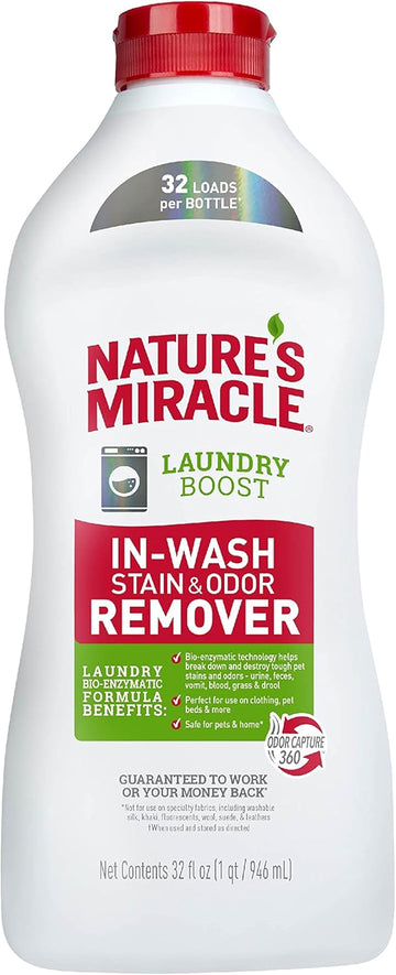 Nature’S Miracle Laundry Boost In-Wash Stain And Odor Remover, 32 Oz, Laundry Stain And Odor Removing Additive For All Machines