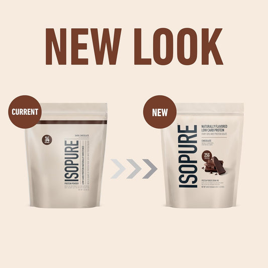 Isopure Low Carb 100% Pure Whey Isolate Protein Powder, Lactose Free, Gluten Free, With Vitamins, Dark Chocolate, 25G Protein Per Serving, 1 Lb, 14 Servings