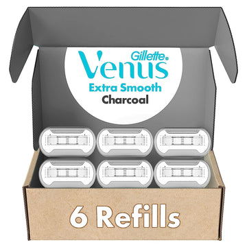 Gillette Venus Extra Smooth Charcoal Women'S Razor Blade Refills, 6 Count