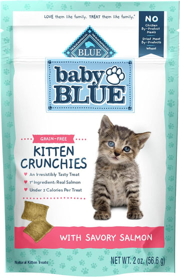 Blue Buffalo Baby Blue Kitten Crunchies, Crunchy Cat Treats, Grain-Free Recipe, Made With Natural Ingredients, Savory Salmon, 2-Oz. Bag