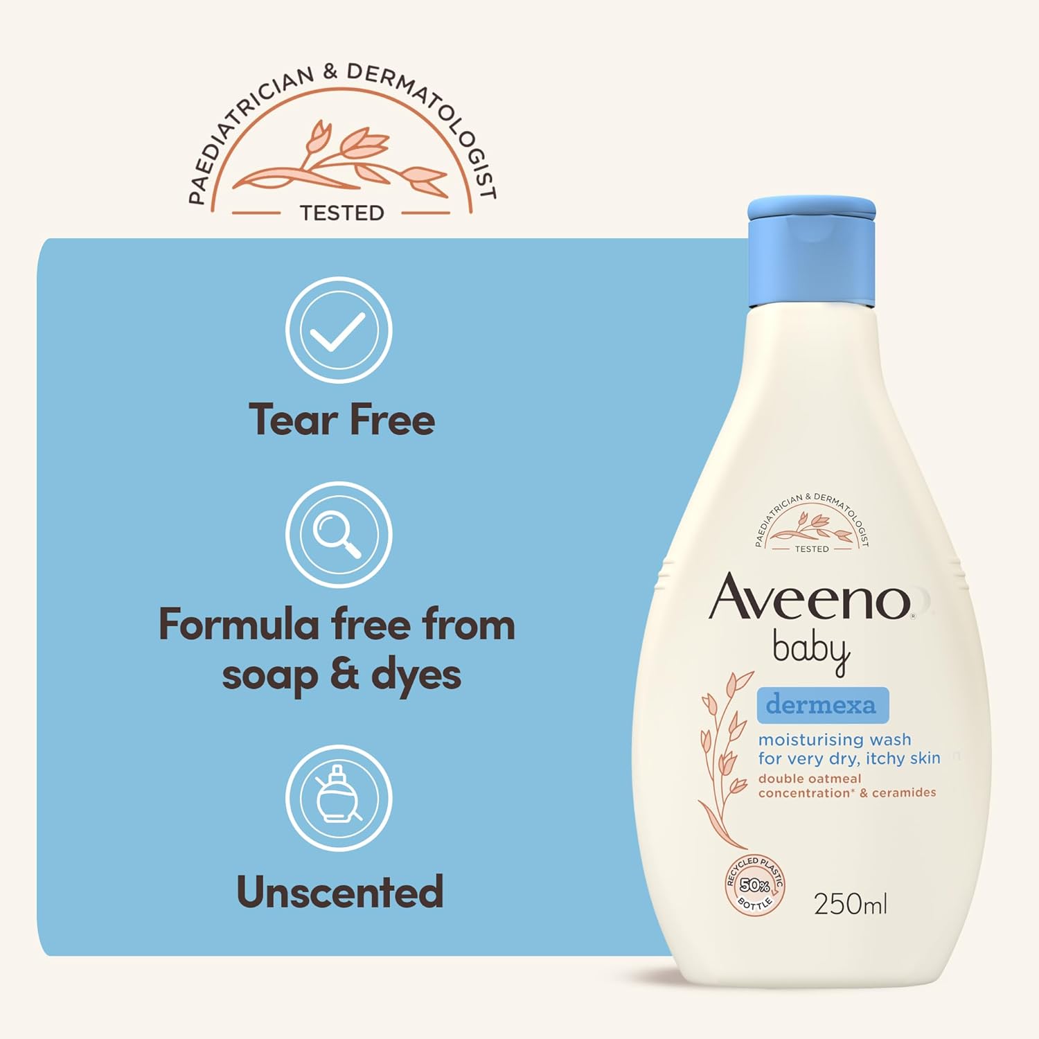Aveeno Baby Dermexa Moisturising Wash (1x 250ml), Soothing Unscented and Soap-Free Baby Body Wash Developed to Gently Cleanse Delicate Skin, for Babies with Very Dry, Itchy Skin and Prone to Eczema : Amazon.co.uk: Health & Personal Care