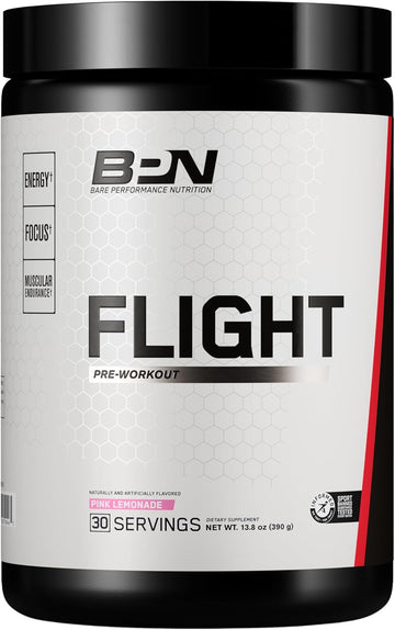 Bare Performance Nutrition Bpn Flight Pre Workout, Supports Energy And Mental Focus, Improved Endurance & Muscle Pumps With Carnosyn® Beta Alanine, Pink Lemonade, 30 Servings