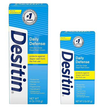 Desitin Daily Defense Diaper Rash Cream with Zinc Oxide 4 oz and 2 oz Bundle Pack