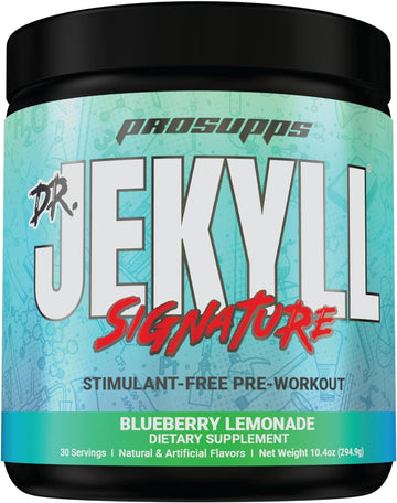 Prosupps Dr. Jekyll Signature Pre-Workout Powder, Stimulant & Caffeine Free, Intense Focus, Energy & Pumps, (30 Servings, Blueberry Lemonade)