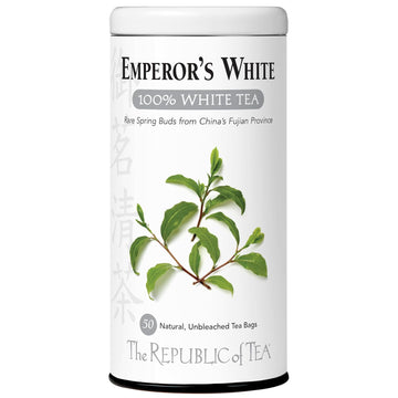 The Republic Of Tea Emperor'S 100% White Tea, Zero Calorie, Sugar-Free, Carb-Free, 50 Tea Bag Tin