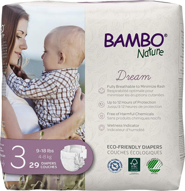 Bambo Nature Premium Baby Diapers - French/English Packaging, Size 3, 29 Count