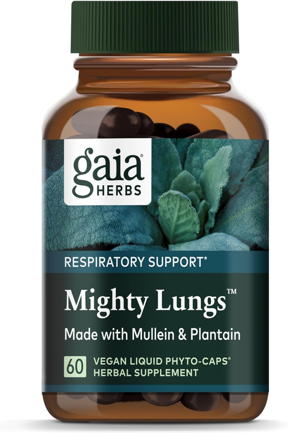 Gaia Herbs Mighty Lungs - Lung Support Supplement To Help Maintain Overall Lung & Respiratory Health* - With Mullein, Plantain, Schisandra & Elecampane - 60 Vegan Liquid Phyto-Capsules (30-Day Supply)