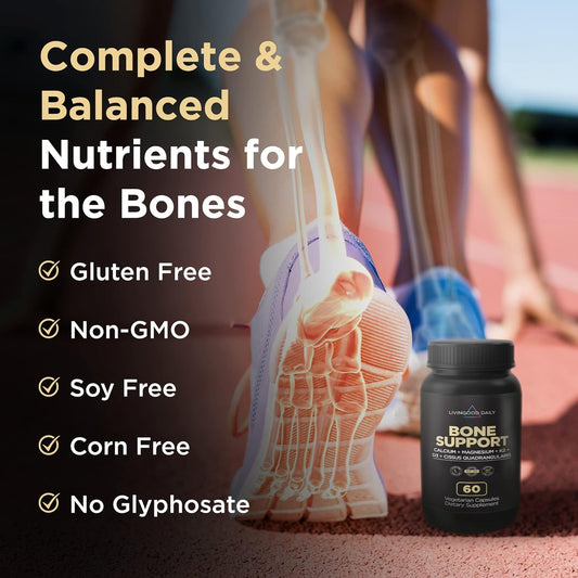 Livingood Daily Calcium Supplement for Women & Men, Bone Support (60 Vegetarian Capsules) - Bone Health Supplements Support Bone Density, Strength & Growth - Magnesium, Zinc, Vitamin D3 & K2 - Non-GMO
