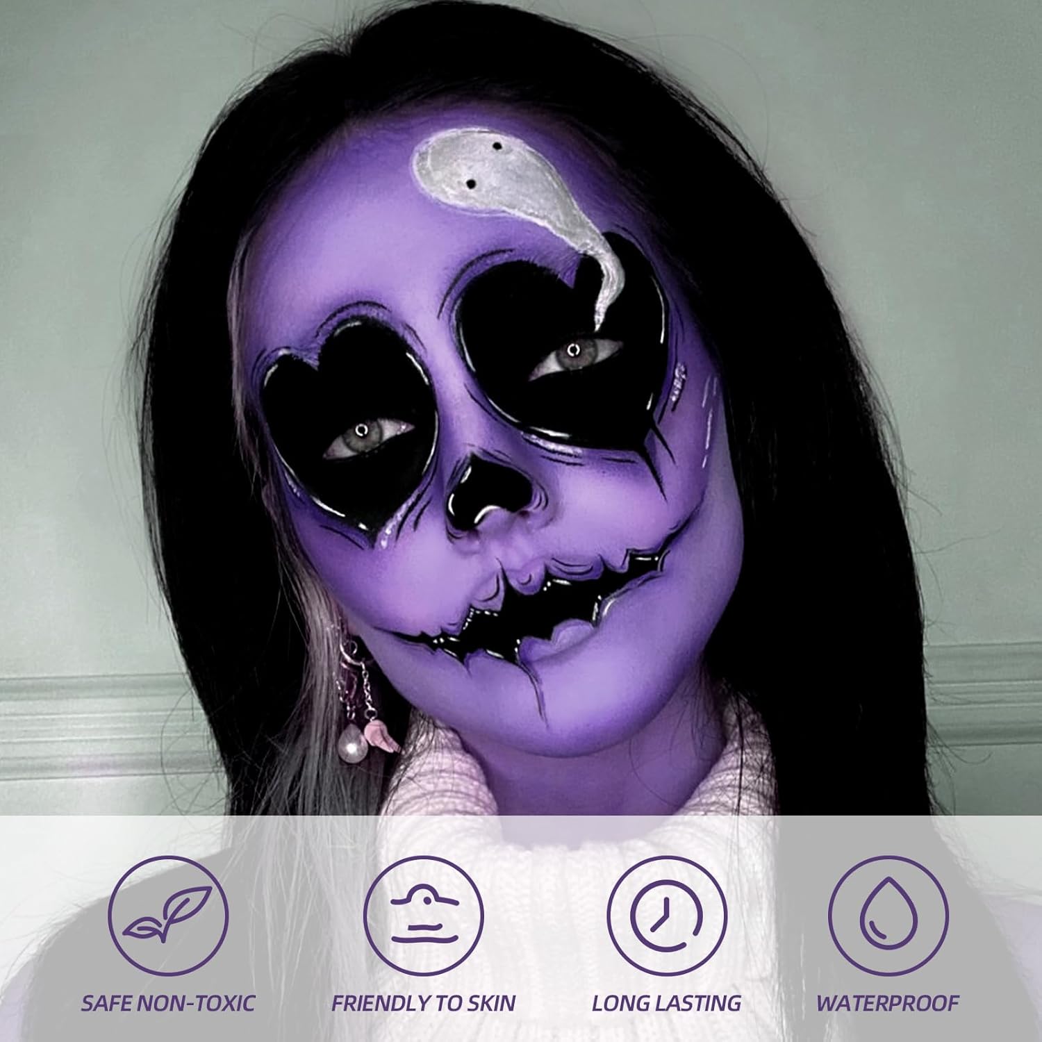 1Oz Face Body Paint Oil Stick - Non-Toxic Cream Blendable Foundation Makeup Sticks Halloween Face Body Eye Paint Skeleton Ghost Cosplay Costume Professional Sfx Corpse Special Effects - Purple : Beauty & Personal Care