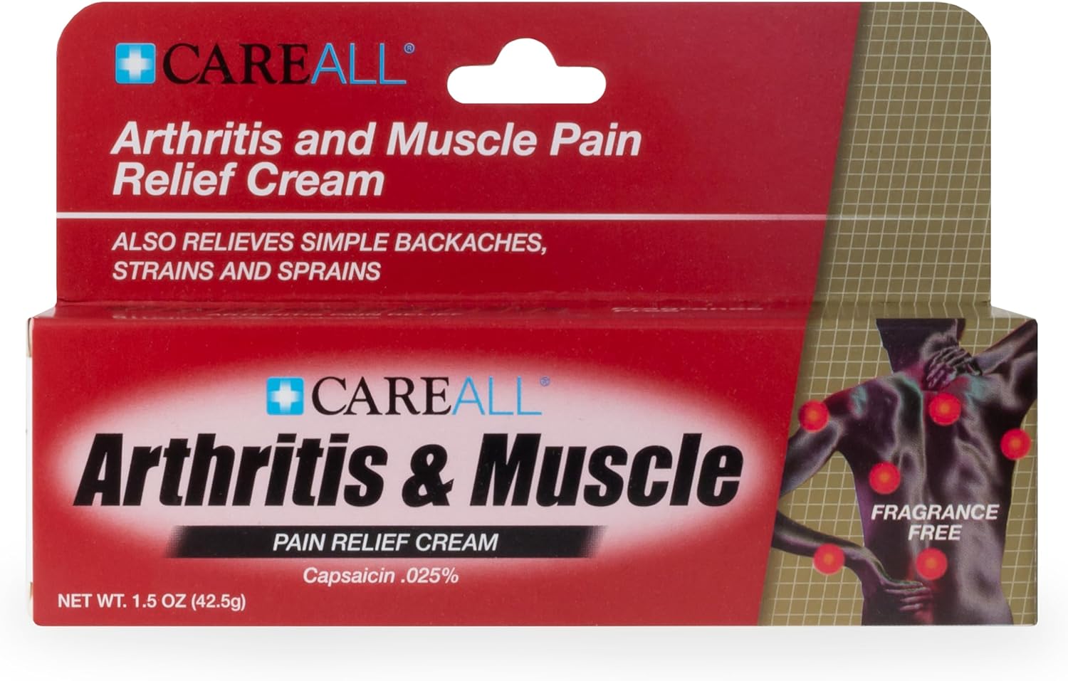 CareAll Capsaicin Arthritis, Muscle, and Joint Cream 1.5 oz., Relief of Minor Aches and Pains from Backache, Sprains, Strains, Arthritis. Fragrance Free : Health & Household