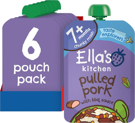 Ella'S Kitchen Organic Pulled Pork Baby Food Pouch 7+ Months 130G (Pack Of 6)