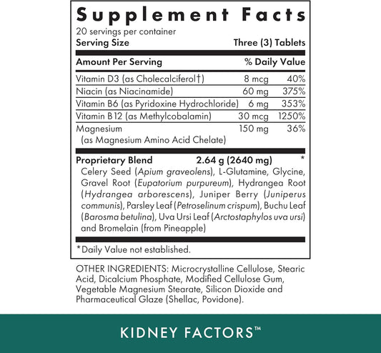 Michael'S Health Naturopathic Programs Kidney Factors - 60 Vegetarian Tablets - Nutrients For Kidney Function - Gluten Free, Kosher - 20 Servings