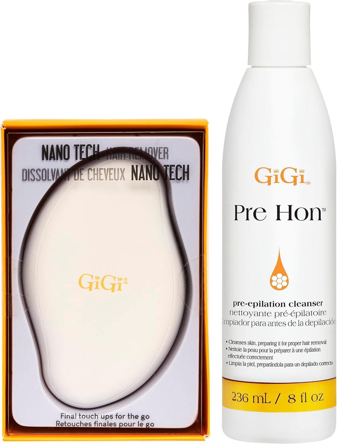 Gigi Pre-Epilation Cleanser & Nano Tech Hair Remover, Hair Removal Cleanser & Pre-Waxing Treatment, 8 Fl Oz