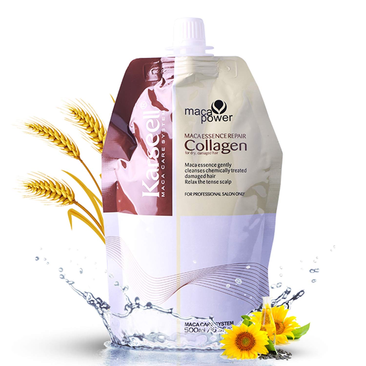 Karseell Collagen Hair Treatment 16.9 Oz 500ml Deep Repairs Conditioner Argan Oil Keratin Hair Treatment for Dry Damaged Curly Bleached & All Hair Types