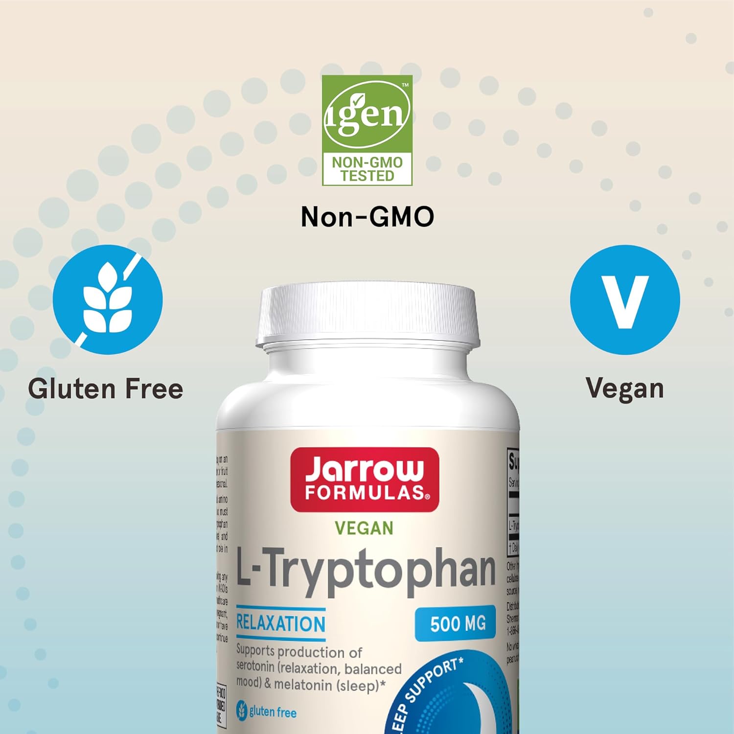 Jarrow Formulas L-Tryptophan, 500 Mg Dietary Supplement For Stress, Sleep, And Mood Support, 60 Capsules, 60 Day Supply (Pack Of 12)