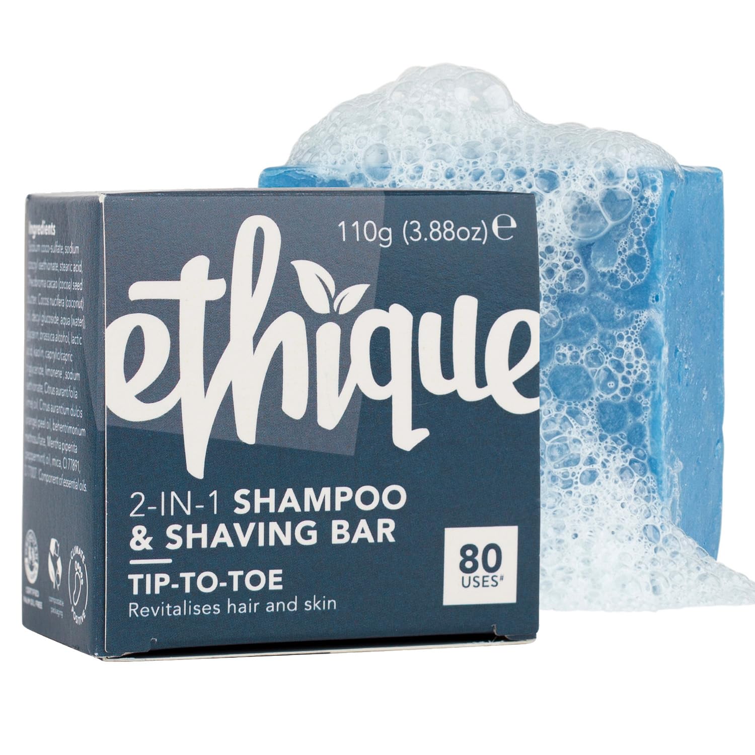 Ethique Tip-To-Toe - 2-In-1 -Solid Shampoo & Shaving Bar - Vegan, Eco-Friendly, Plastic-Free, Cruelty-Free,3.88 Oz (Pack Of 1)