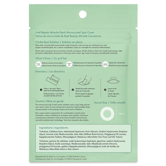 Rael Pimple Patches, Miracle Microcrystal Spot Cover - Hydrocolloid Acne Patches For Early Stage, With Tea Tree Oil, For All Skin Types, Vegan, Cruelty Free (18 Count)