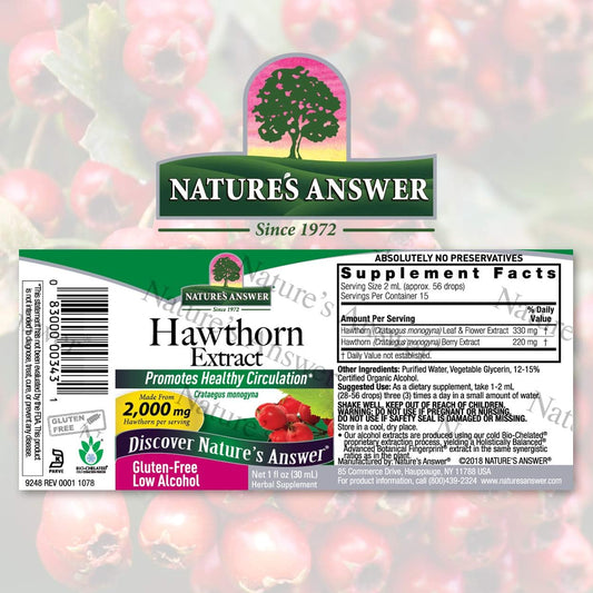 Nature's Answer Hawthorn Berry Liq, Leaf and ower with Organic Alcohol, 1-  | Maintain Healthy Cholesterol Levels | Promotes Overall Heart Health