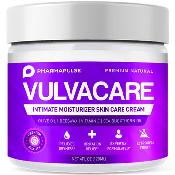 Pharmapulse Organic Vaginal Moisturizer, Vulva Balm Cream, Intimate Skin Care, Menopause Support - Relieves Dryness, Itching, Burning, Redness, Chafing, Odor, Irritation - Estrogen Free 4Oz