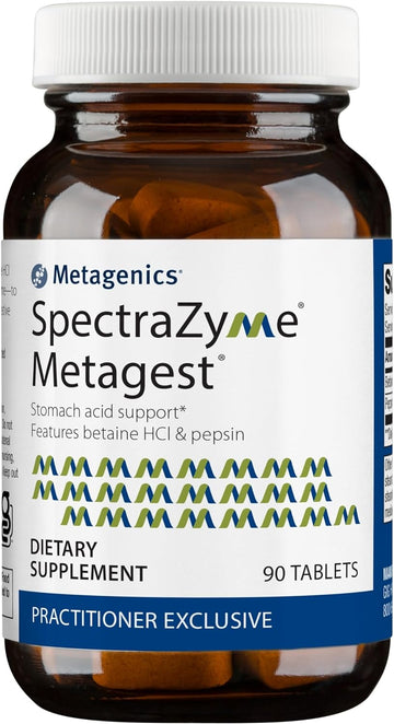 Metagenics Spectrazyme Metagest - Supports Stomach Health & Aids In Digestion* - With Betaine Hcl & Pepsin - Proteolytic Digestive Enzyme* - Non-Gmo - 45 Servings - 90 Tablets