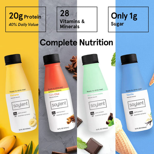 Soylent Meal Replacement Shake, Seasonal Sampler Pack, Contains 20G Complete Vegan Protein, Ready-To-Drink, 14Oz, 12 Pack