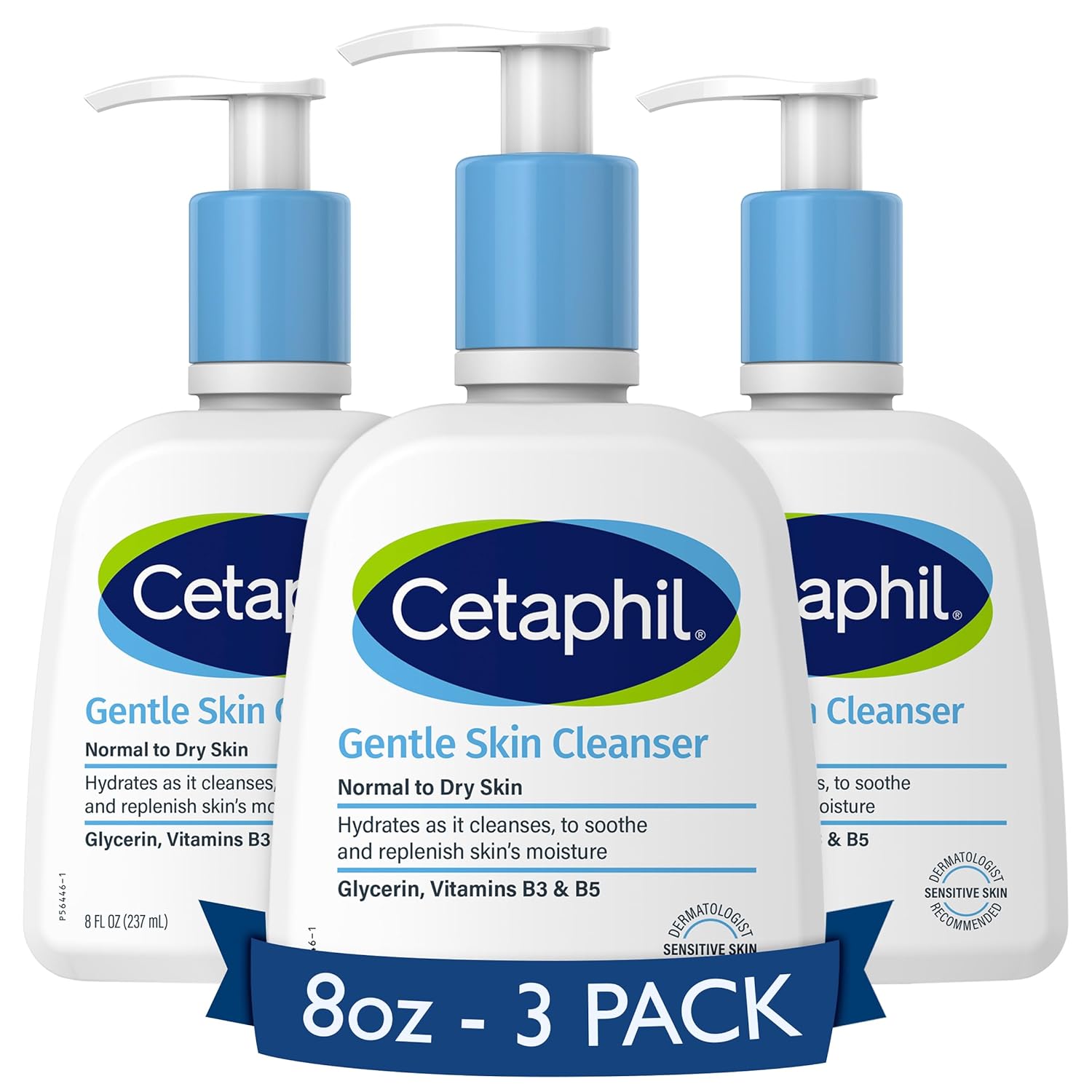 Cetaphil Face Wash, Hydrating Gentle Skin Cleanser For Dry To Normal Sensitive Skin, New 8 Oz 3 Pack, Fragrance Free, Soap Free And Non-Foaming