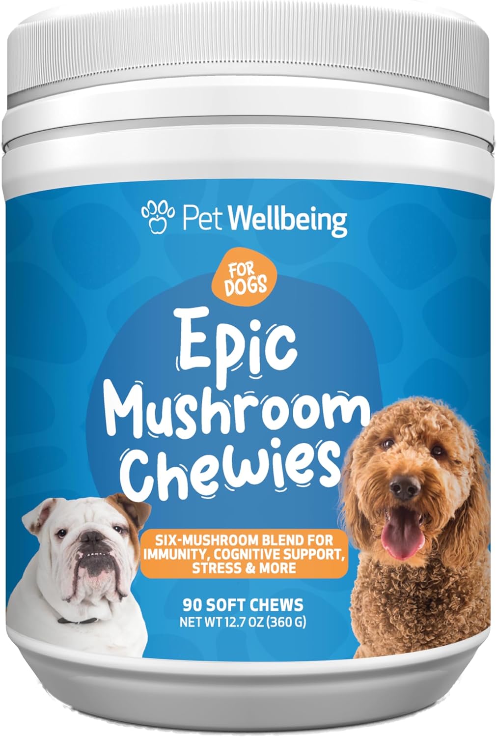 Pet Wellbeing Epic Mushroom Chewies For Dogs - Vet-Formulated - Immune Support, Cognitive Health, Adaptogenic Stress Support With Reishi, Chaga, Lion'S Mane Medicinal Mushrooms - 90 Soft Chews