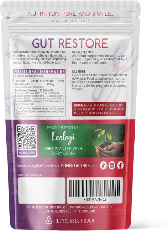 Gut Restore – 12 Strain Probiotic & Postbiotic Butyrate Generator – MicroBiomeX – Clinically Proven – Advanced Bio Cultures Formula – Vegan Probiotics – UK Made (60 Count (Pack of 1)) : Amazon.co.uk: Health & Personal Care