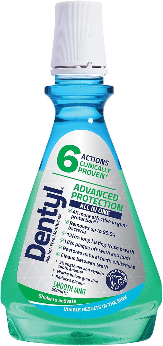 Dentyl Dual Action Smooth Mint Plaque-Reducing Cpc Mouthwash, 500Ml