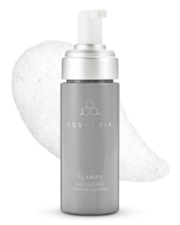 Cosmedix Clarify Salicylic Acid Foaming Face Wash For Women & Men - Exfoliating Facial Cleanser For Sensitive & Blemish-Prone Skin - Gentle Facewash With Aloe Vera For Glowing Skin, Gluten Free