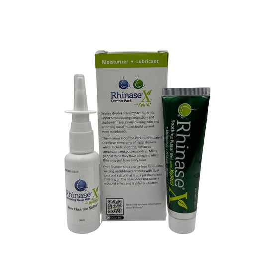 Rhinase X Combo Pack - Nasal Gel (30G) & Spray (30Ml) For Complete Nasal Relief From: Dryness, Congestion, Post Nasal Drip, And Allergies. Retain Moisture For Dry Nose Relief