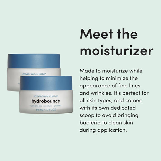 Hers Hydrobounce Instant Moisturizer - Squalane Moisturizer Made For All Skin Types - Moisturizes, Smoothes Fine Lines - Contains Hyaluronic Acid, Squalane, And Probiotics - 1.7 Fl Oz