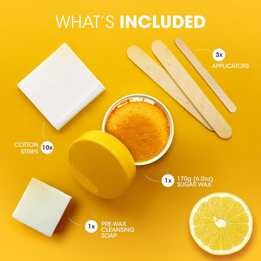 Nad'S 100% Natural Sugar Wax Kit, Vegan, Hypoallergenic, No-Heat Formula Waxing Sugar Paste, Includes 6 Wooden Spatulas, 10 Reusable 100% Cotton Strips, 1 Pre-Wax Cleansing Soap & Sugar Wax 170G